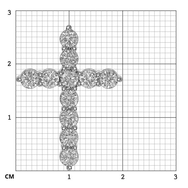 Кулон крест из белого золота с бриллиантами (062757)