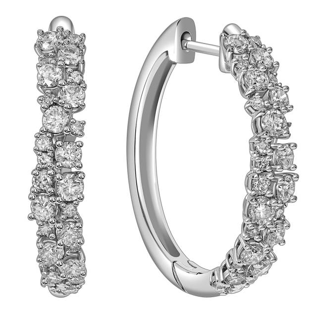 Серьги конго из белого золота с бриллиантами (053814)