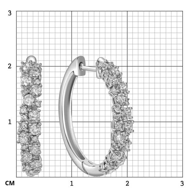 Серьги конго из белого золота с бриллиантами (053814)