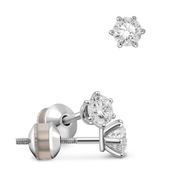 Пусеты из белого золота с бриллиантами (035527)