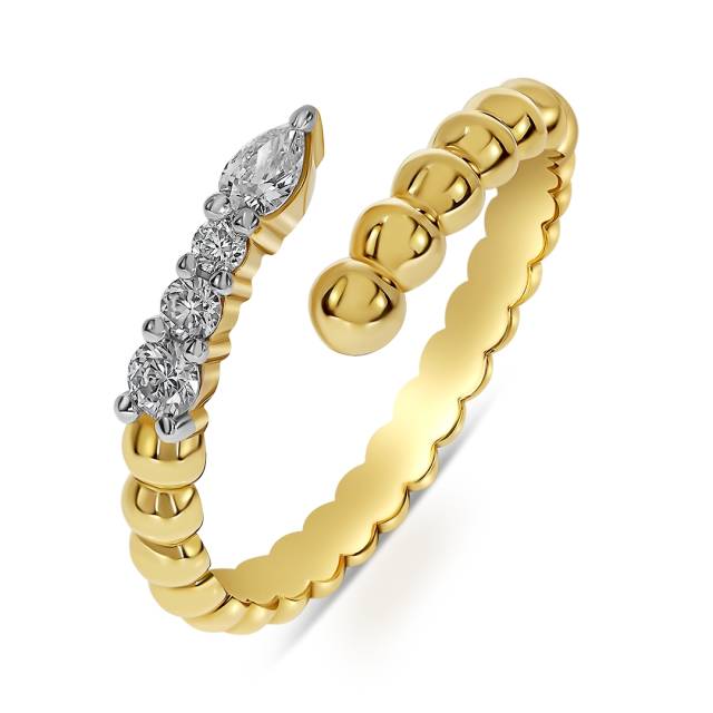 Кольцо из жёлтого золота с бриллиантами  (058497)