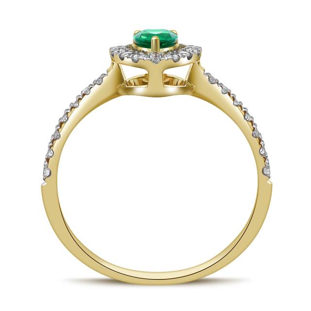 Кольцо из ж`лтого золота с бриллиантами и изумрудом (061669)