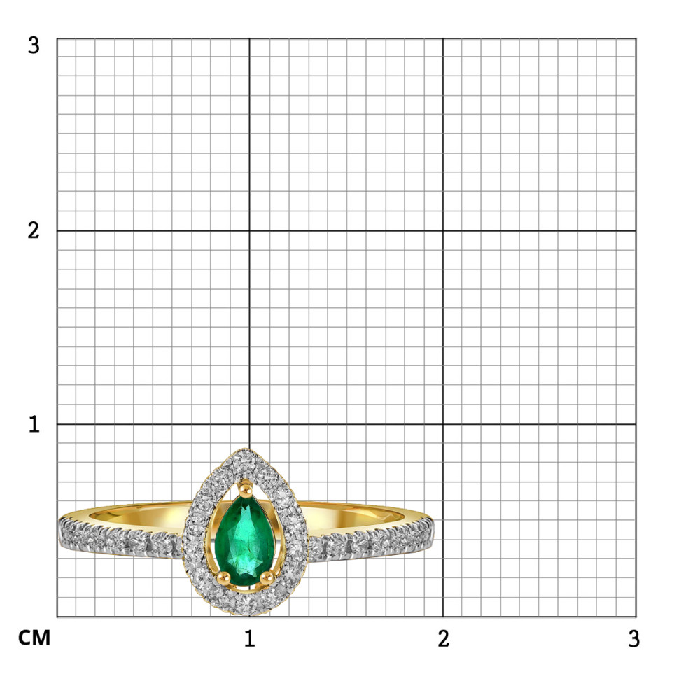 Кольцо из ж`лтого золота с бриллиантами и изумрудом (061669)