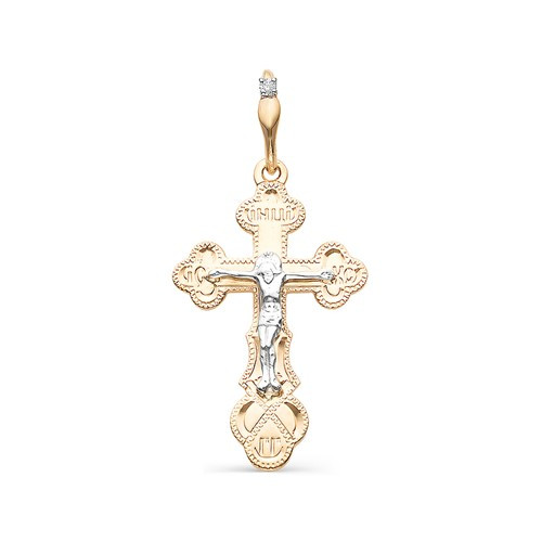 Кулон крест из красного золота с бриллиантом (033405)