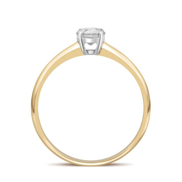 Помолвочное кольцо из комбинированного золота с бриллиантом (043874)