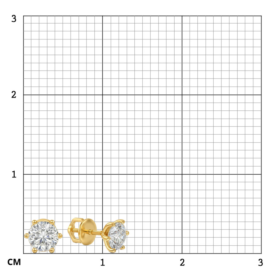 Серьги пусеты из жёлтого золота с бриллиантами (063608)