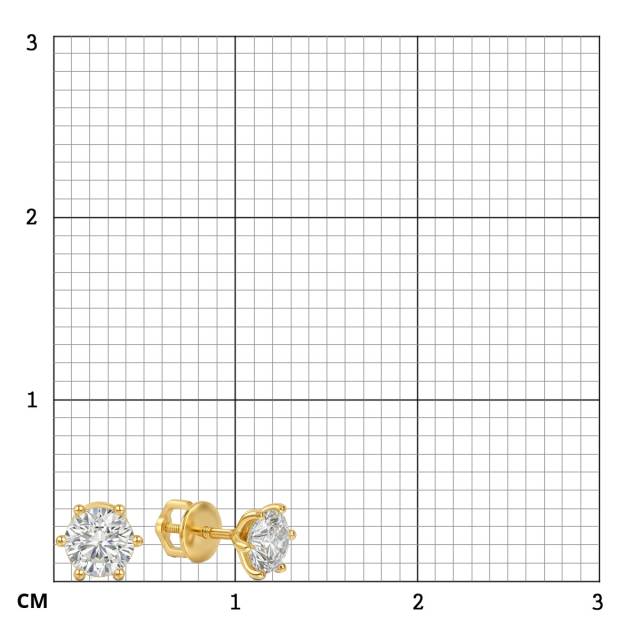 Серьги пусеты из жёлтого золота с бриллиантами (063608)