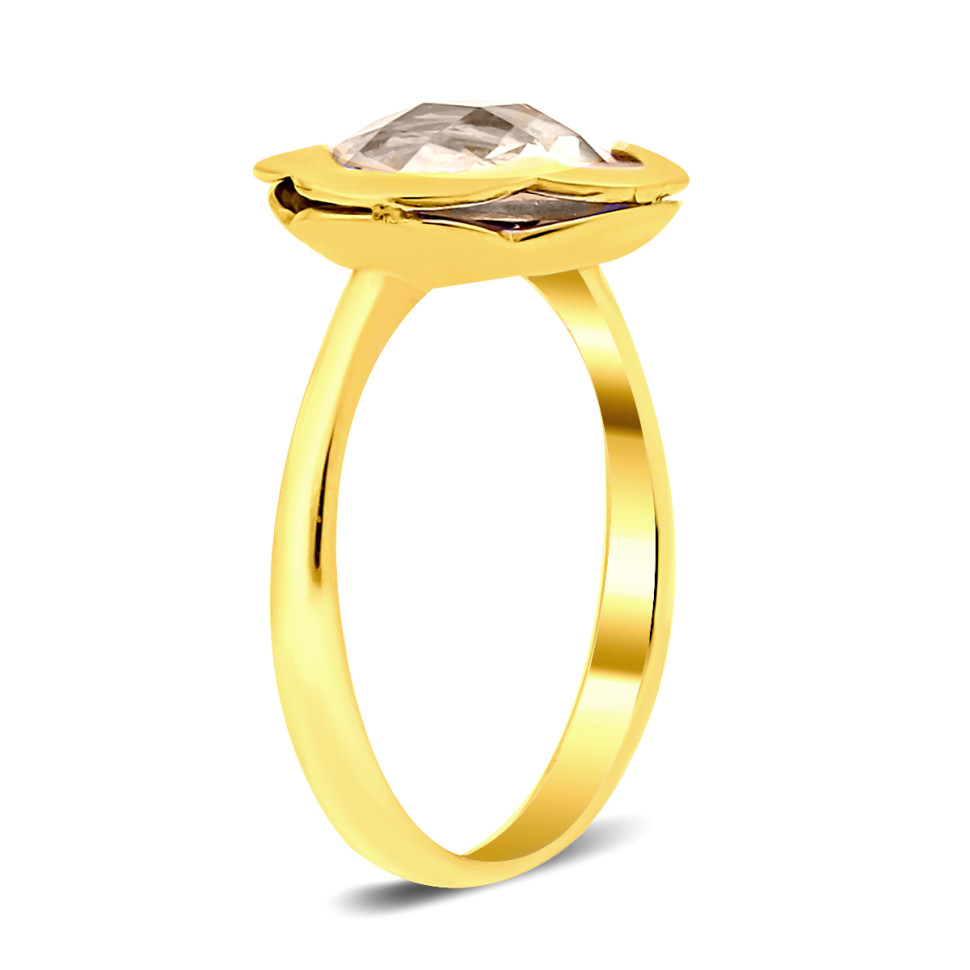 Кольцо из жёлтого золота с бесцветным топазом (032130)