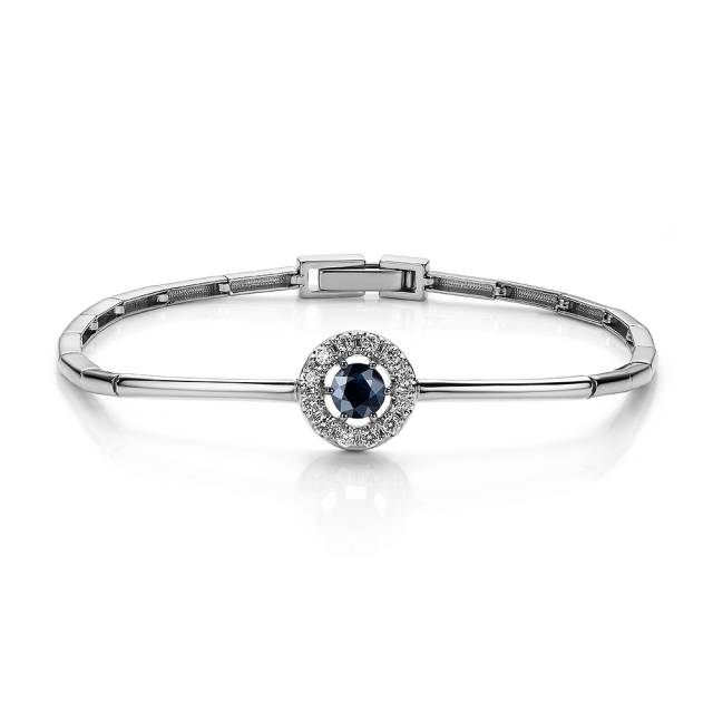 Браслет из белого золота с бриллиантами и сапфиром (057684)