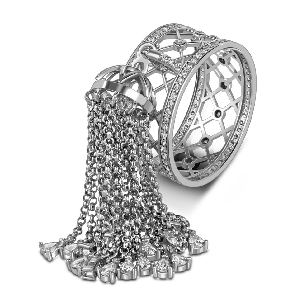 Кольцо из белого золота с фианитами (057956)