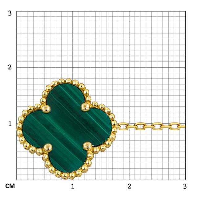 Колье из жёлтого золота с ониксами и малахитом (057736)