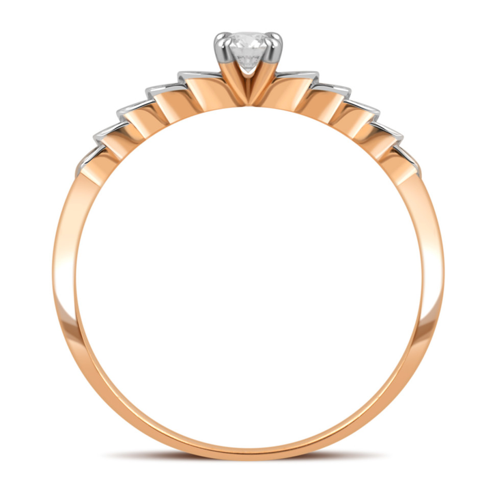 Помолвочное кольцо из красного золота с бриллиантами (039848)