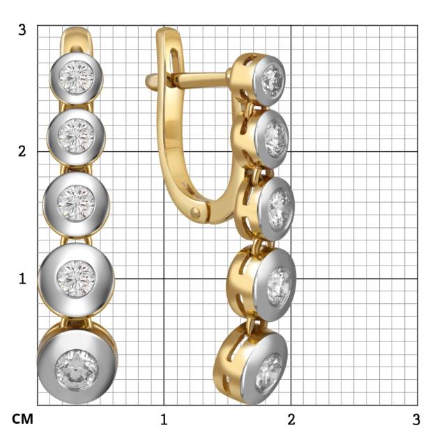 Серьги из жёлтого золота с бриллиантами (052916)