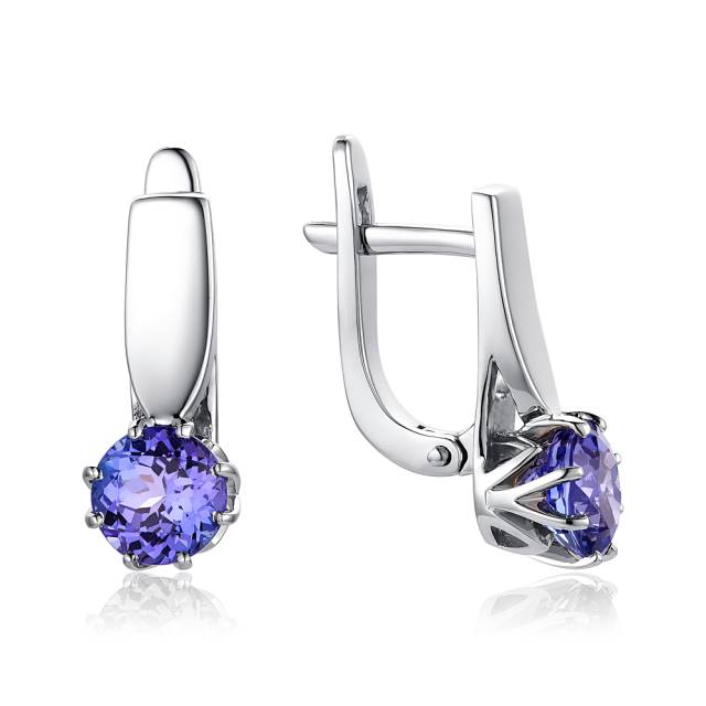 Серьги из белого золота с танзанитами (052819)