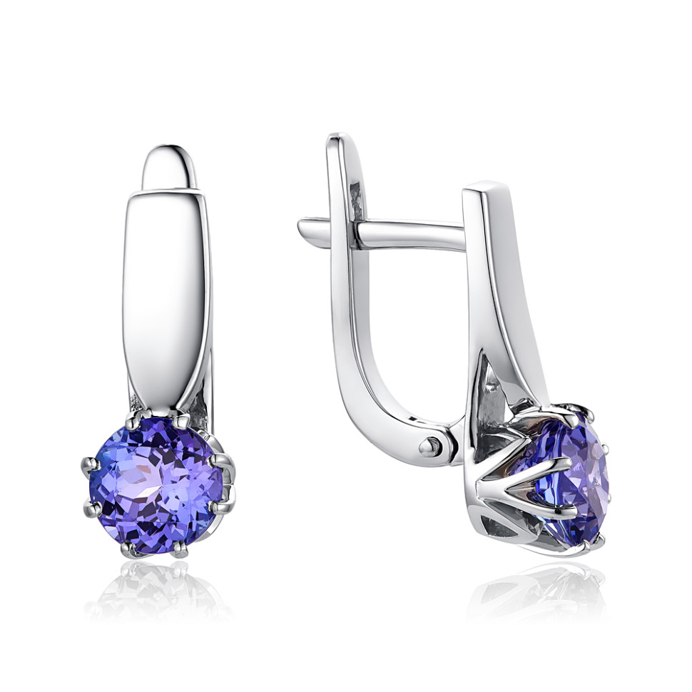 Серьги из белого золота с танзанитами (052819)