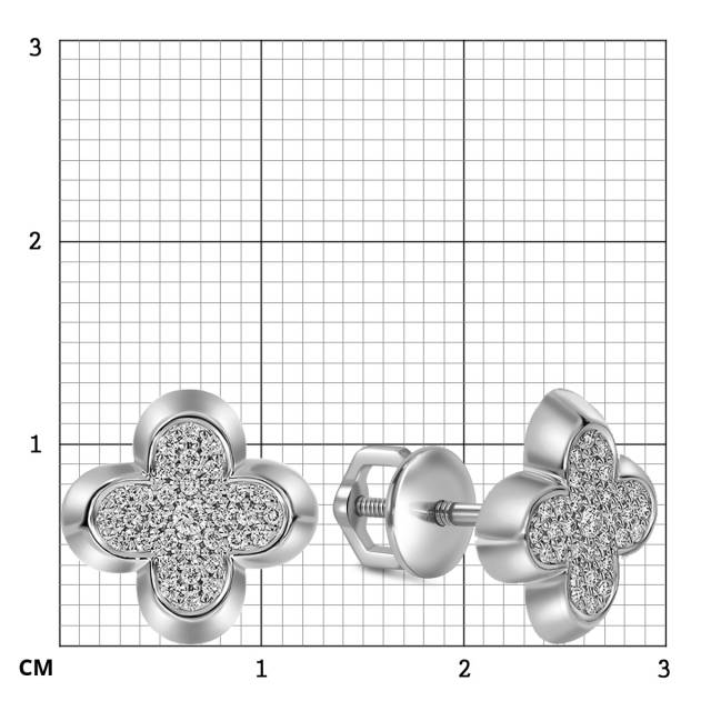 Серьги пусеты из белого золота с бриллиантами (060995)