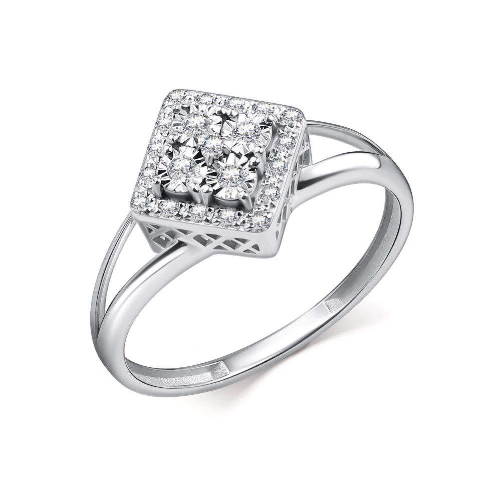 Кольцо из белого золота с бриллиантами (063020)