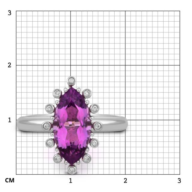 Кольцо из белого золота с бриллиантами и аметистом (020947)