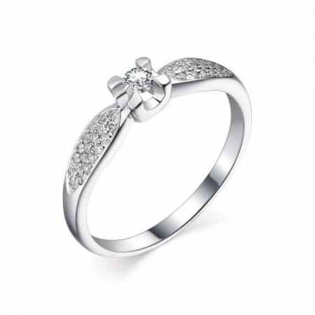 Помолвочное кольцо из белого золота с бриллиантами (041384)