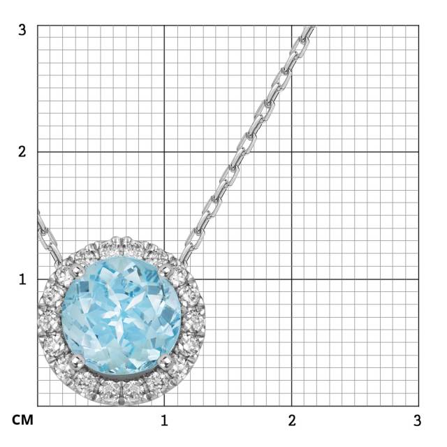 Колье из белого золота с бриллиантами и аквамарином (058755)