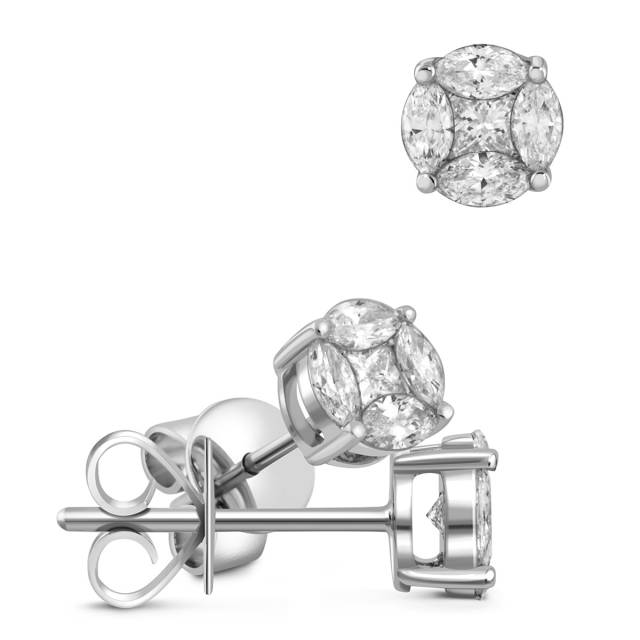 Серьги пусеты из белого золота с бриллиантами (057752)