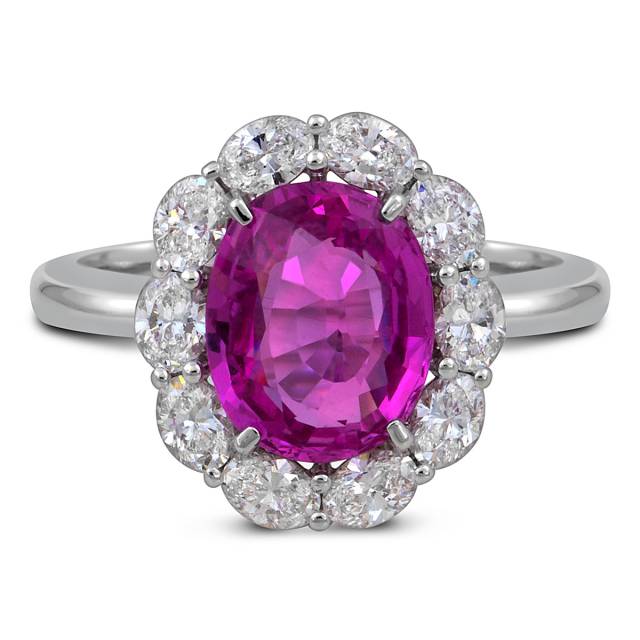 Кольцо из белого золота с розовым сапфиром и бриллиантами "Crivelli" (054112)