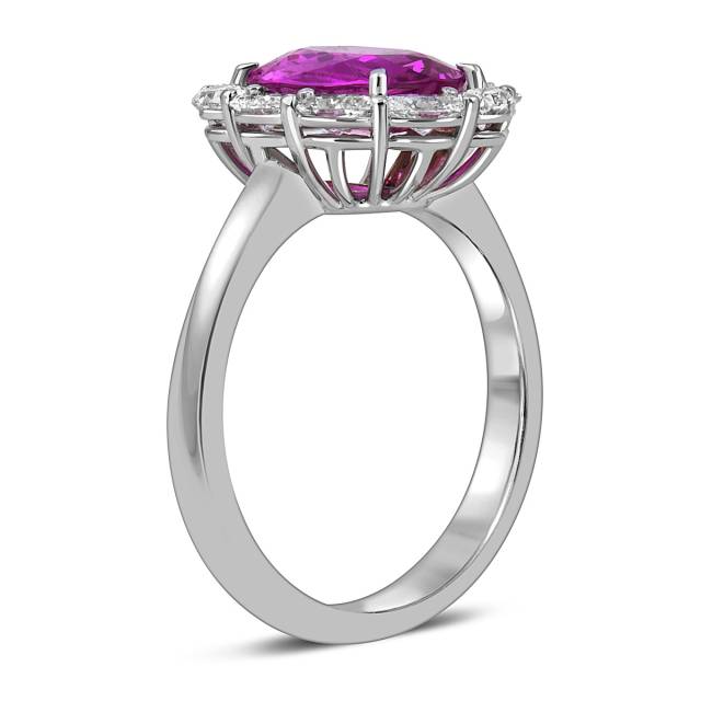 Кольцо из белого золота с розовым сапфиром и бриллиантами "Crivelli" (054112)