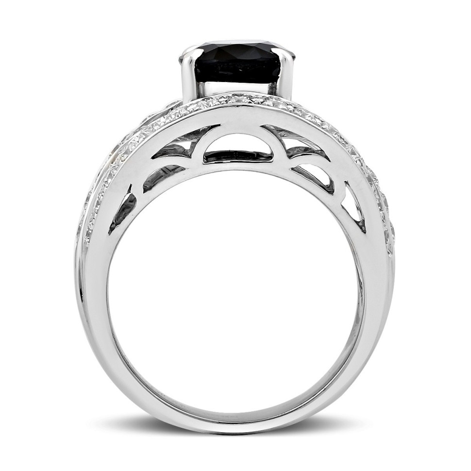 Кольцо из белого золота с бриллиантами и сапфиром (025560)