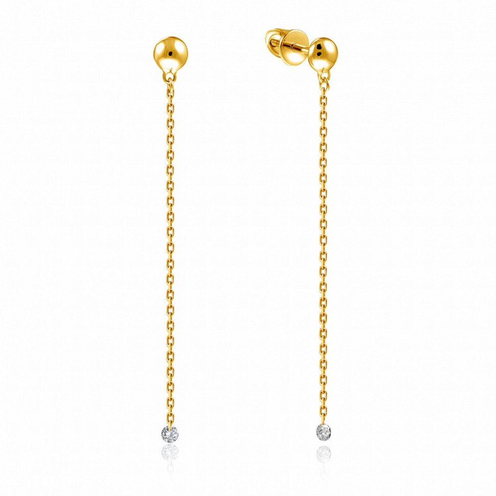 Серьги из жёлтого золота с бриллиантами (047681)