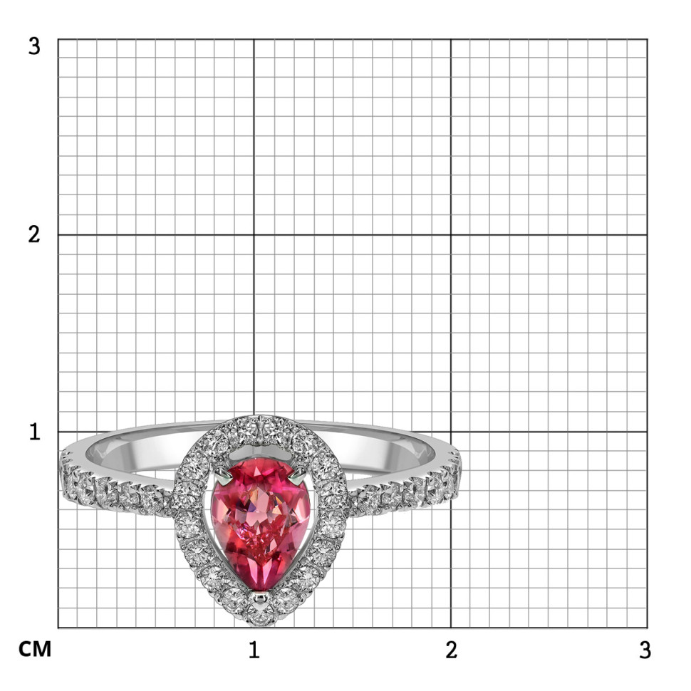 Кольцо из белого золота с бриллиантами и турмалином (062640)
