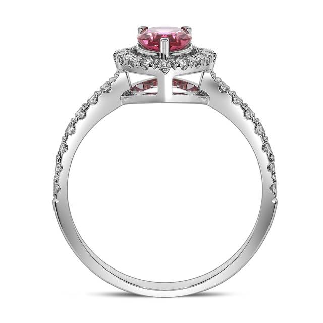 Кольцо из белого золота с бриллиантами и турмалином (062640)