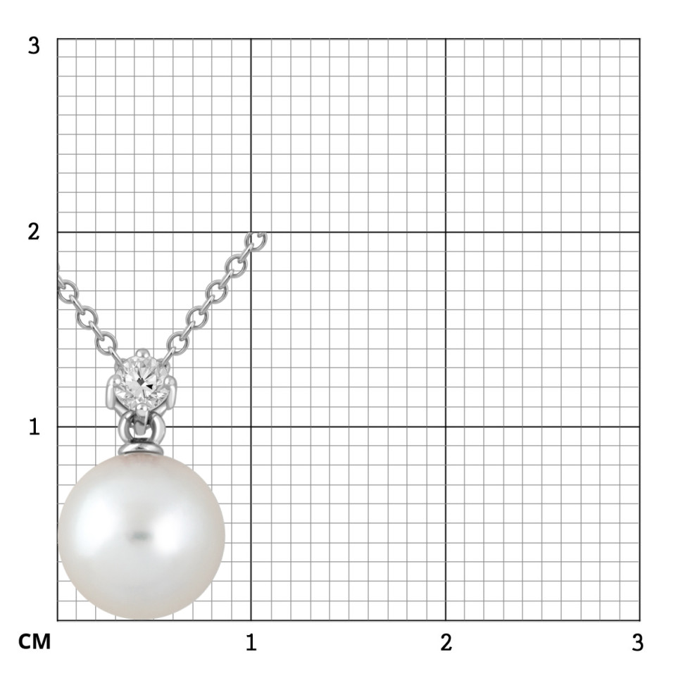 Колье из белого золота с бриллиантом и жемчужиной 