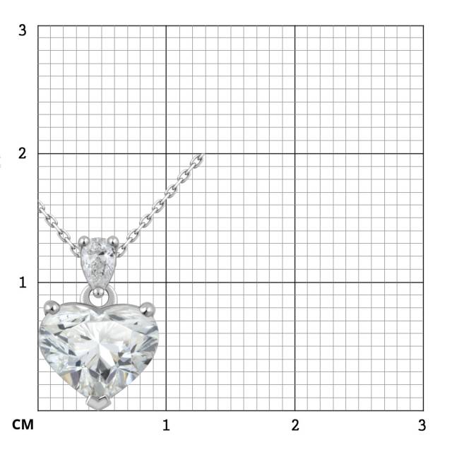 Колье "Сердце" с цепочкой из белого золота с бриллиантами (048109)