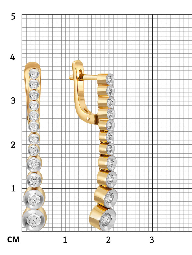 Серьги из жёлтого золота с бриллиантами (038527)