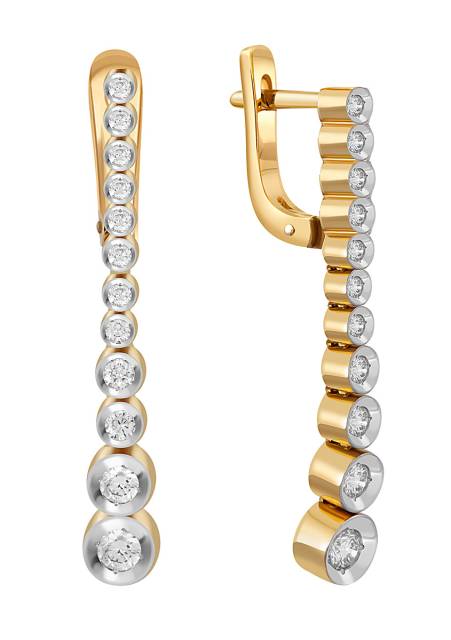 Серьги из жёлтого золота с бриллиантами (038527)