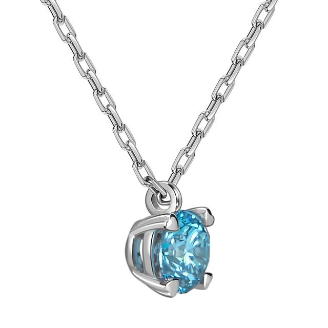 Колье из белого золота с  голубым бриллиантом (060041)