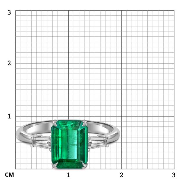 Кольцо из белого золота с бриллиантами и изумрудом (059214)