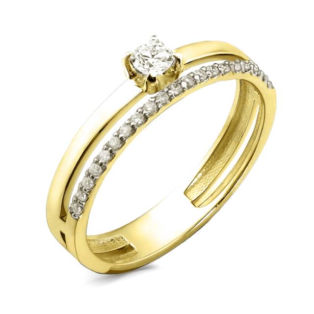 Помолвочное кольцо из жёлтого золота с бриллиантами (061750)