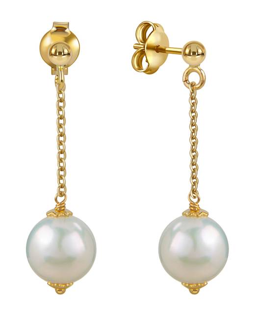 Серьги из жёлтого золота с жёмчугом (057974)