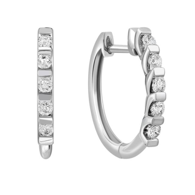 Серьги конго из белого золота с бриллиантами (024322)