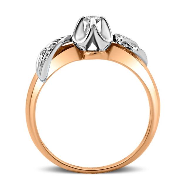 Помолвочное кольцо из комбинированного золота с бриллиантами (018717)