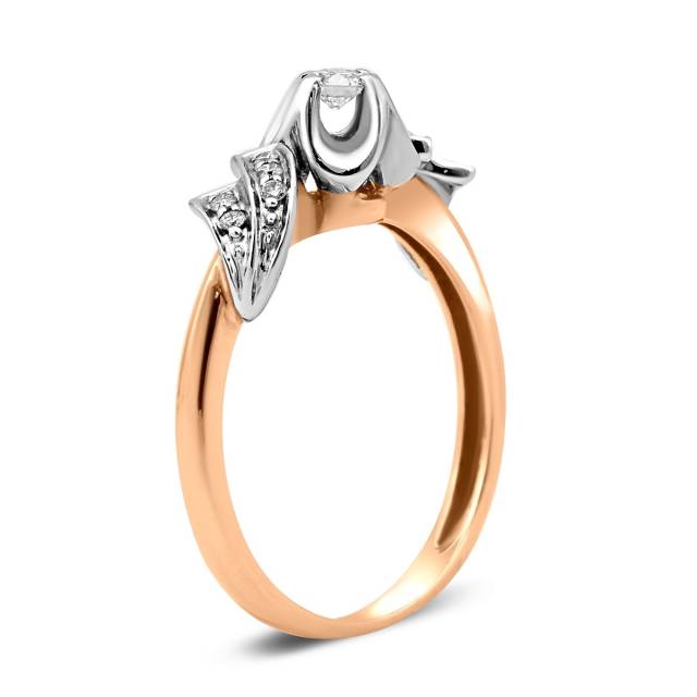 Помолвочное кольцо из комбинированного золота с бриллиантами (018717)