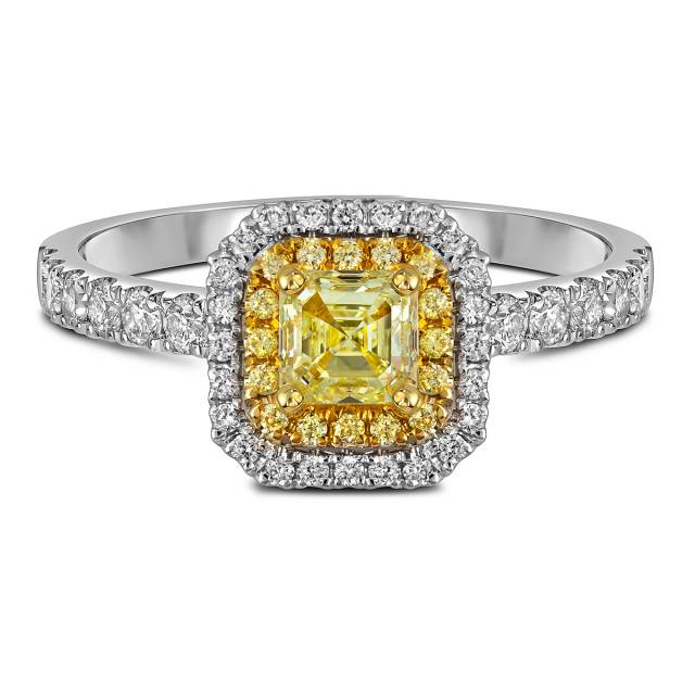 Кольцо из белого золота с жёлтыми бриллиантами (063517)