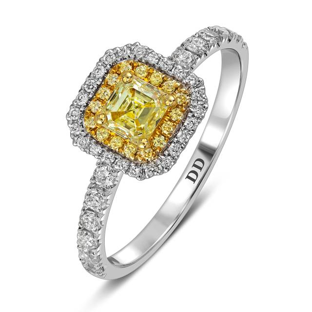 Кольцо из белого золота с жёлтыми бриллиантами (063517)