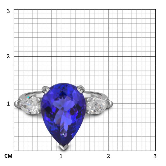Кольцо из белого золота с бриллиантами и танзанитом (053799)