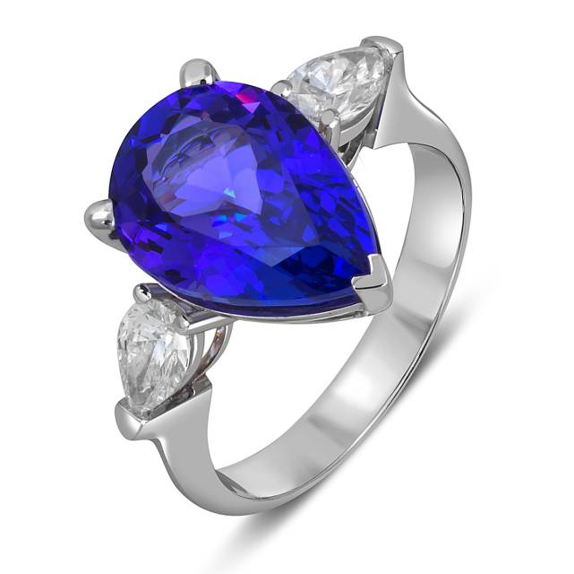 Кольцо из белого золота с бриллиантами и танзанитом (053799)