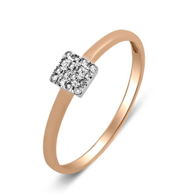 Кольцо из красного золота с бриллиантами (028336)