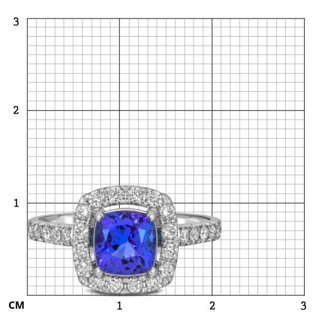 Кольцо из белого золота с бриллиантами и танзанитом (062664)