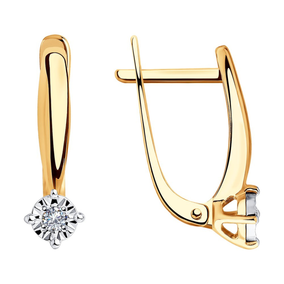 Серьги из красного золота с бриллиантами (047388)