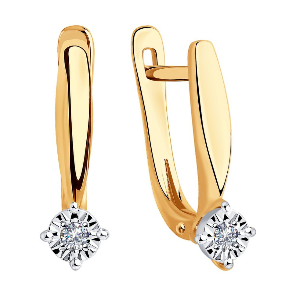 Серьги из красного золота с бриллиантами (047388)